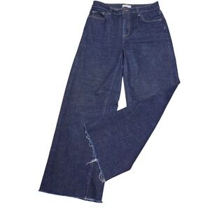 Oliver Logan Aberdeen Wide Leg Crop Jeans Indigo Blue Raw Hem Size 27